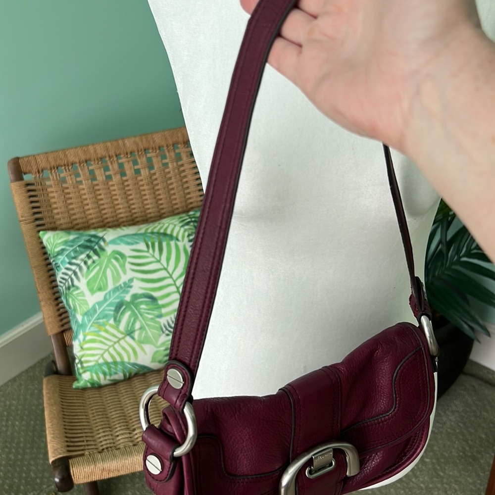 B Makowsky vintage leather shoulder handbag beautiful deep purple color - Picture 10 of 12